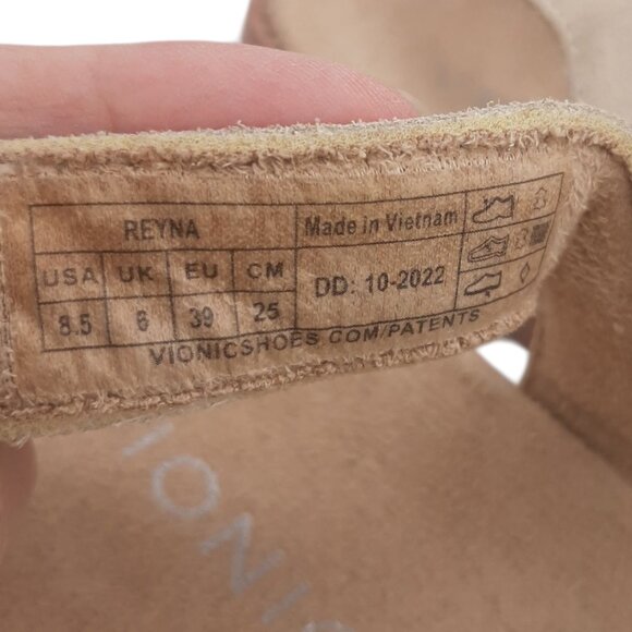 Vionic Reyna Cream Leather & Suede Platform Sandals SZ 8.5 - Picture 10 of 13